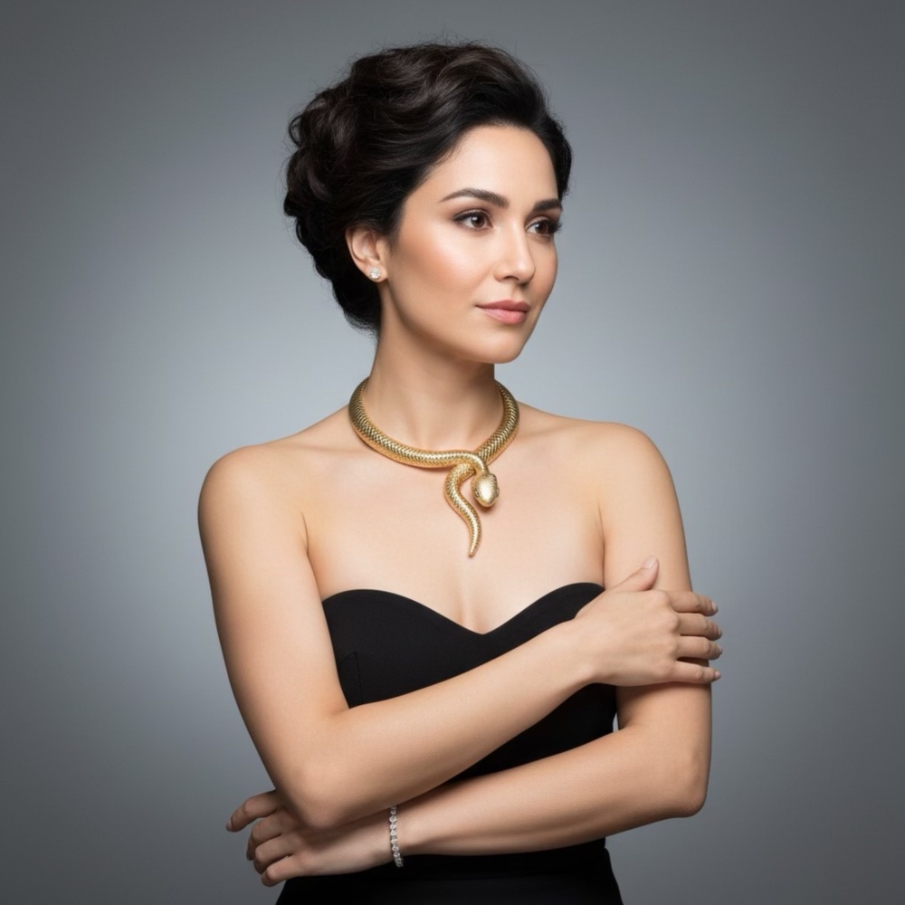 Fun Snake Choker Gold Tone Hinged - Picture 3 of 3